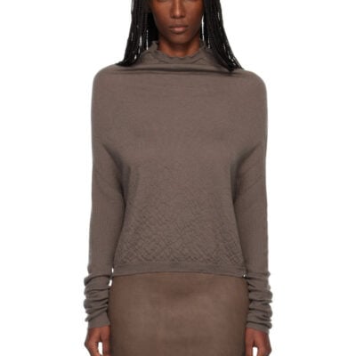 Rick Owens Gray Temple LS Crater Sweater