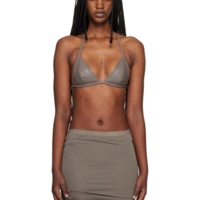Rick Owens Gray Temple Waxy Lamb Leather Bra