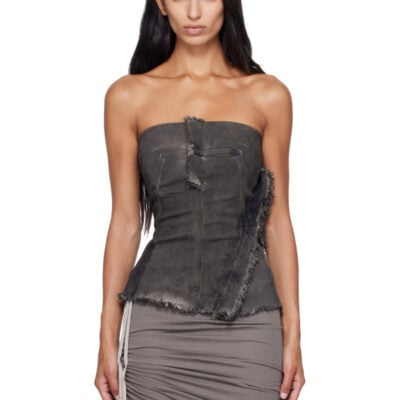 Rick Owens Gray Tower Bustier Denim Top