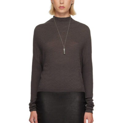 Rick Owens Gray Tower Crater Knit Sweater
