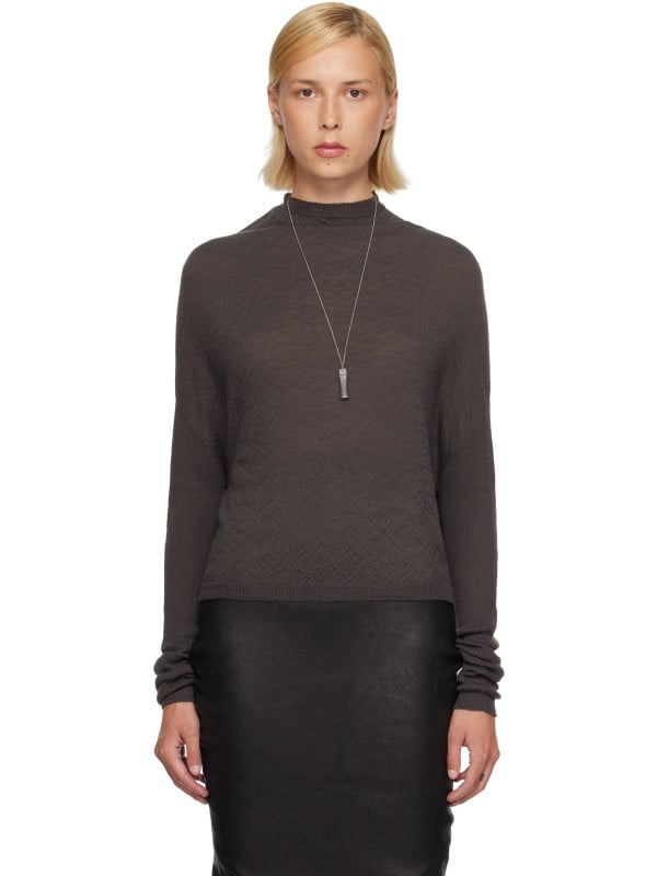Rick Owens Gray Tower Crater Knit Sweater