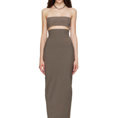 Rick Owens Gray Tower Dirt Pillar Maxi Skirt