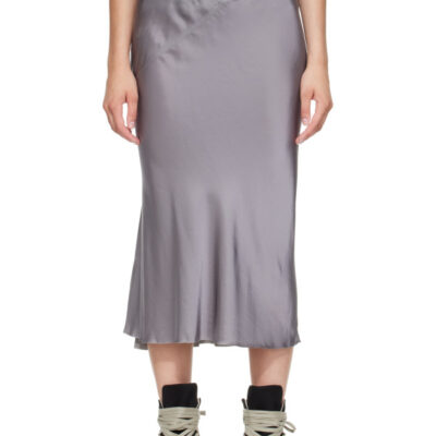 Rick Owens Gray Tower Knee Bias Midi Skirt