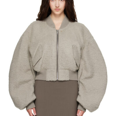 Rick Owens Gray Tower Secchia Cropped Flight Jacket