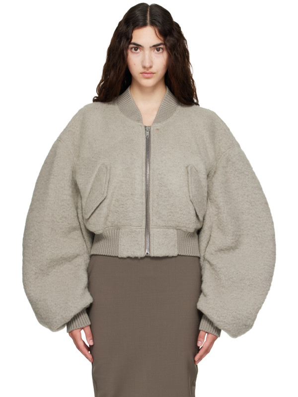 Rick Owens Gray Tower Secchia Cropped Flight Jacket