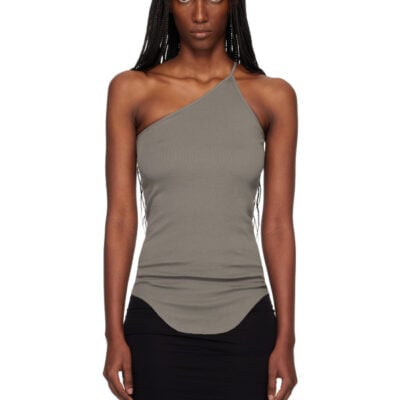 Rick Owens Khaki Temple One Shoulder Top