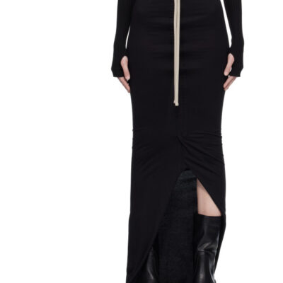 Rick Owens Moncler + Rick Owens Black Adjustable Maxi Skirt