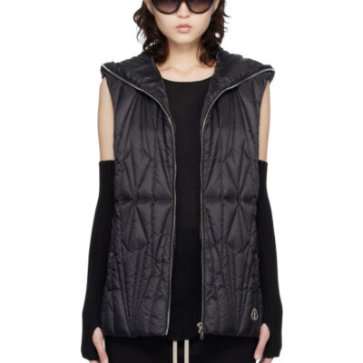 Rick Owens Moncler + Rick Owens Black Geocamo Ziplock Down Vest