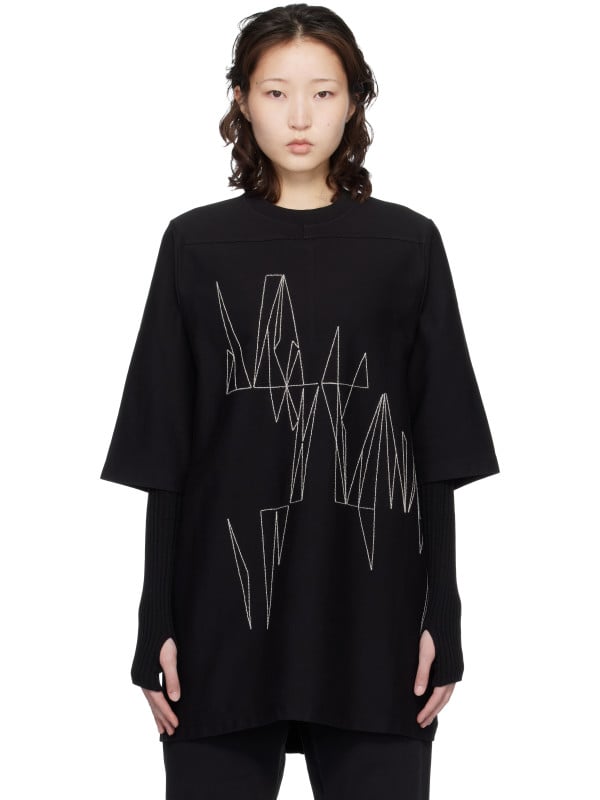 Rick Owens Moncler + Rick Owens Black Jumbo SS T-shirt