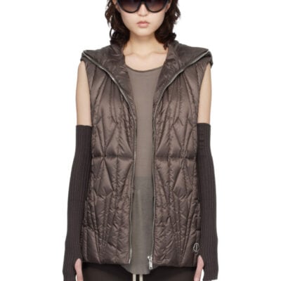 Rick Owens Moncler + Rick Owens Brown Geocamo Ziplock Down Vest