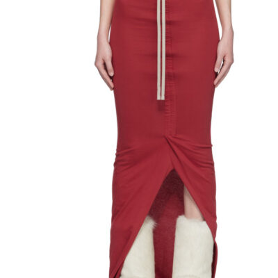 Rick Owens Moncler + Rick Owens Red Adjustable Maxi Skirt