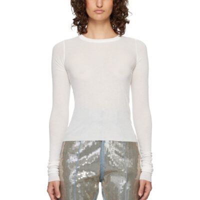 Rick Owens Off-White Temple Cropped Rib LS T-shirt