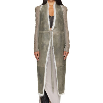 Rick Owens Taupe Tower Cyclops Shearling Vest