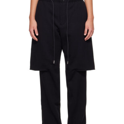 Sacai Black Cotton Jersey Lounge Pants