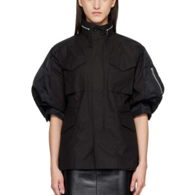 Sacai Black Cotton Weather Jacket