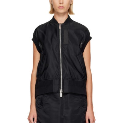 Sacai Black Nylon Twill Vest