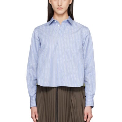 Sacai Blue & Khaki Cotton Poplin x Nylon Twill Shirt