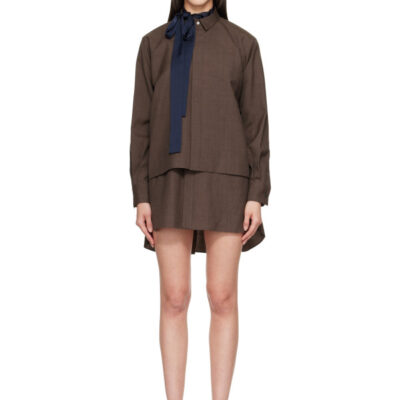 Sacai Brown Suiting Minidress