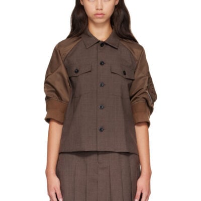 Sacai Brown Suiting x Nylon Twill Shirt