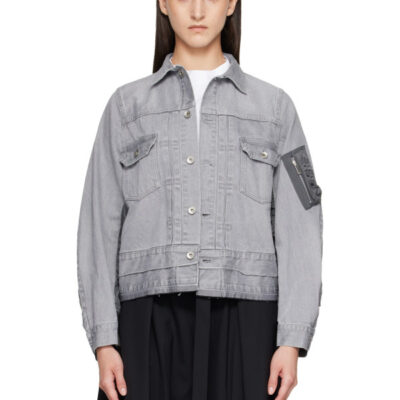 Sacai Gray Nylon Twill x Denim Jacket