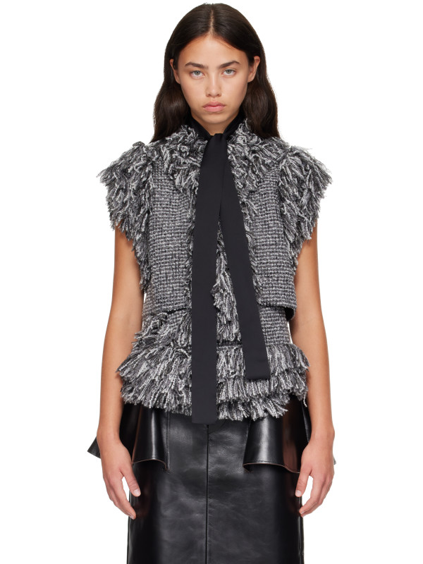 Sacai Gray Tweed Vest
