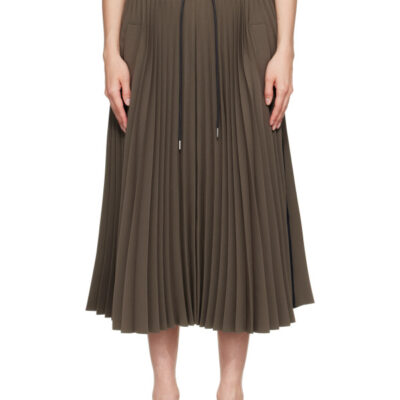 Sacai Khaki Matelasse Twill Midi Skirt