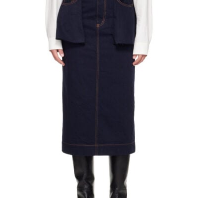 Sacai Navy Denim Midi Skirt