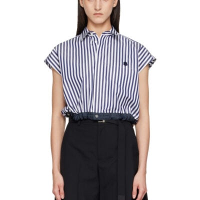 Sacai Navy & White Cotton Poplin Shirt