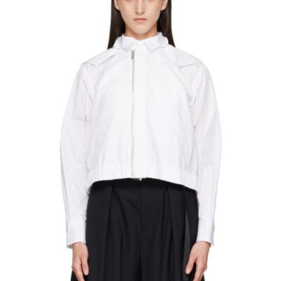 Sacai White Poplin Hoodie