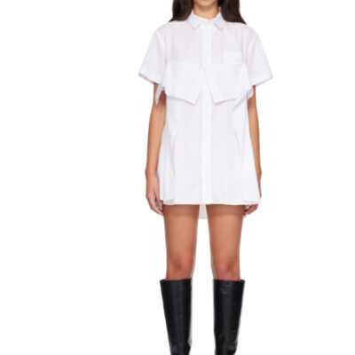 Sacai White Poplin Minidress