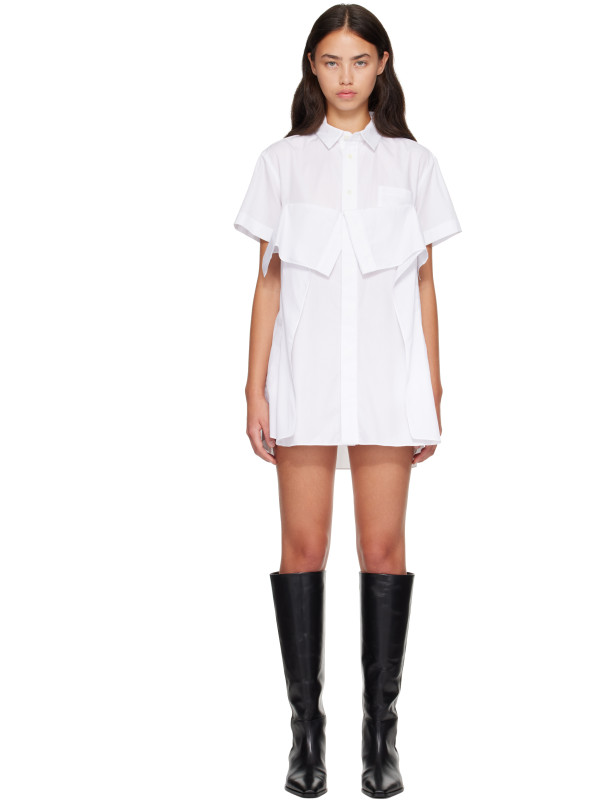 Sacai White Poplin Minidress