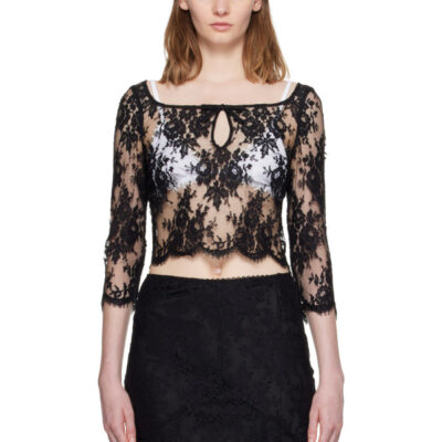 SHUSHU/TONG Black Cut-Out Neckline Top