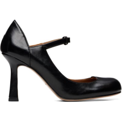 SHUSHU/TONG Black Round Toe Mary Jane Heels