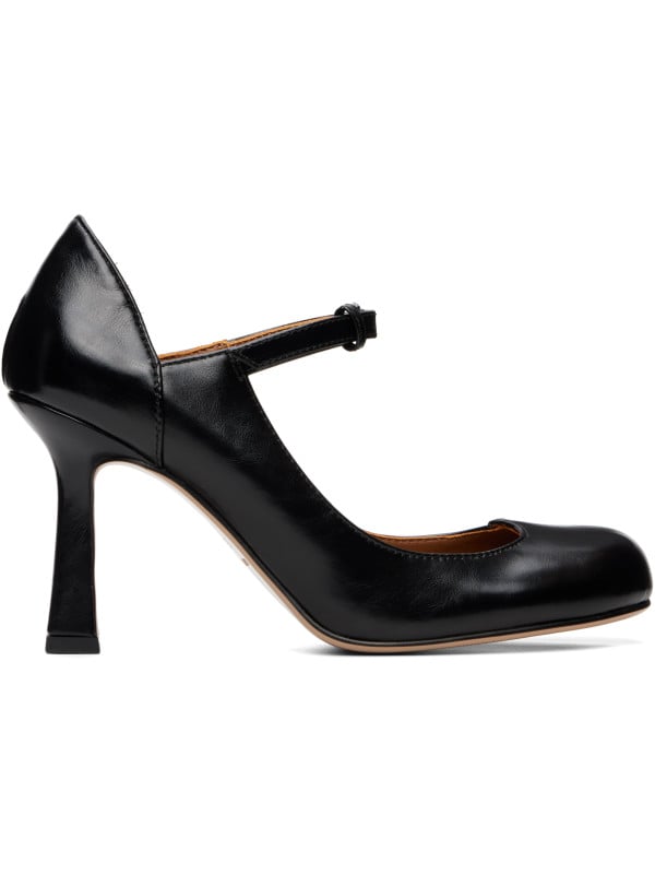 SHUSHU/TONG Black Round Toe Mary Jane Heels