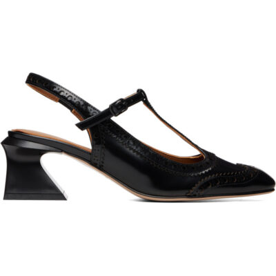SHUSHU/TONG Black Square Toe Open Back Heels