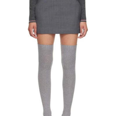 SHUSHU/TONG Gray Bow Low-Waist Miniskirt