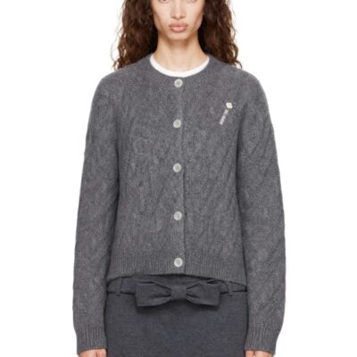 SHUSHU/TONG Gray Cable Knit Cardigan