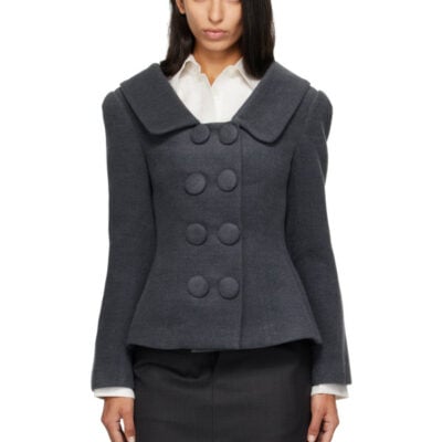 SHUSHU/TONG Gray Lapel Wrap Jacket