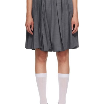SHUSHU/TONG Gray Pleated Midi Skirt