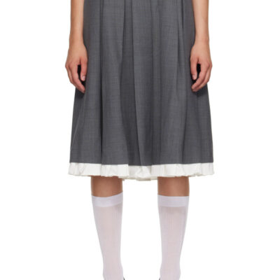 SHUSHU/TONG Gray Ruffled Pleat Midi Skirt