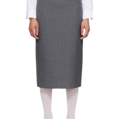 SHUSHU/TONG Gray Straight Fitted Midi Skirt