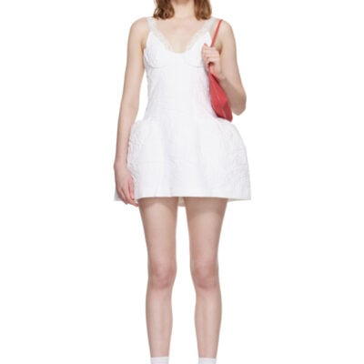 SHUSHU/TONG White Lace Trim Bustier Minidress