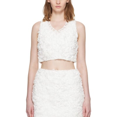 SHUSHU/TONG White Ruffle Trim Sleeveless Top