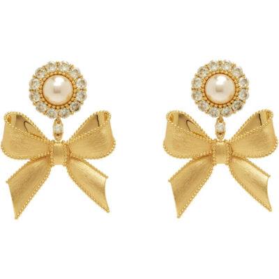 SHUSHU/TONG YVMIN Edition Bowknot Faux-Pearl Flower Earrings