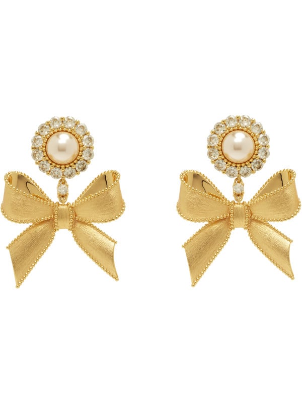 SHUSHU/TONG YVMIN Edition Bowknot Faux-Pearl Flower Earrings