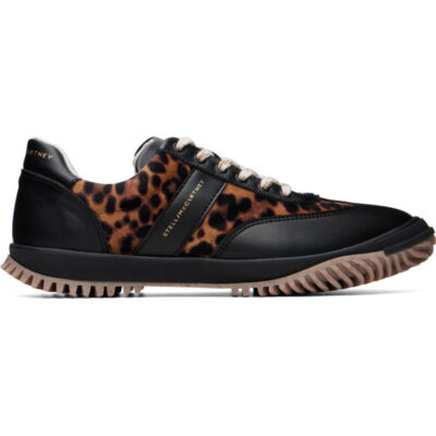 Stella Mccartney Black & Beige Leopard Velvet Sneakers