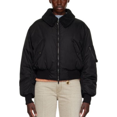 Stella Mccartney Black Collared Bomber Jacket