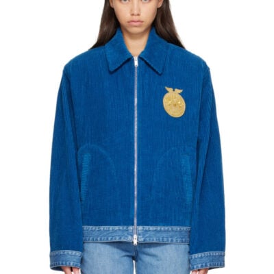 Stella Mccartney Blue Corduroy Panel Denim Jacket