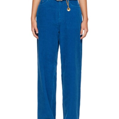 Stella Mccartney Blue Corduroy Straight Tapered Trousers