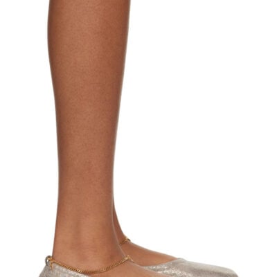 Stella Mccartney Gold Shiny Dotted Chamois Chain Flats